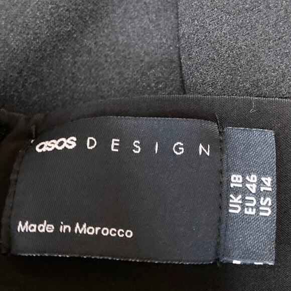 Asos Black Strapless Sleeveless Tube Bandeau Tux Mini Bodycon Dress Size 14 - Picture 5 of 6